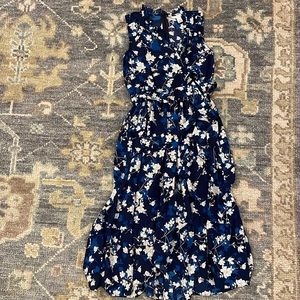 London Times Blue V neck wrap dress
